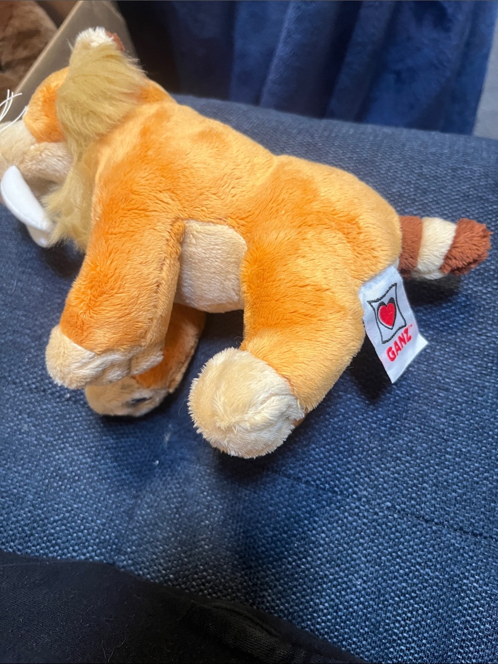 GANZ Orange and Cream Plush Sabertooth Tiger Stuffed Animal